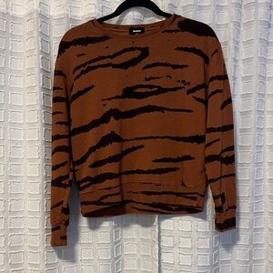 Monrow Tiger Stripe Crewneck Sweater